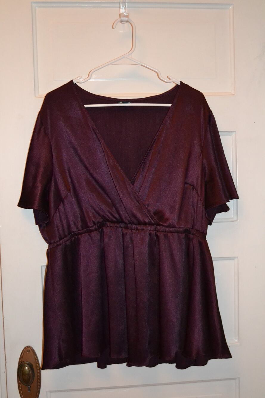 Y2K Inspired Whimsygoth Witchy Dark Purple Babydoll Blouse Size 2X